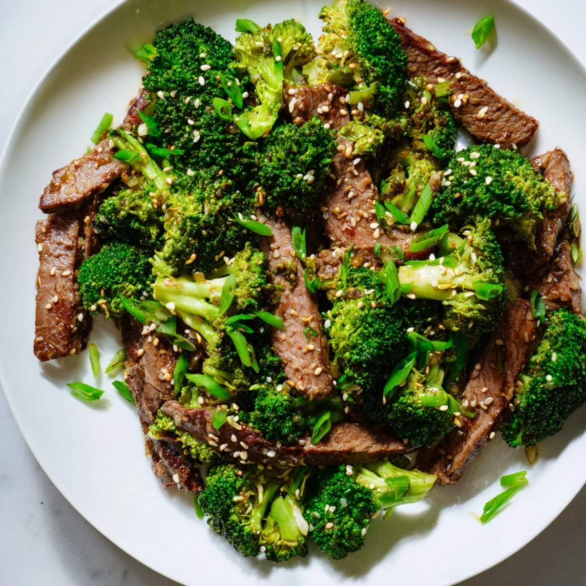 Crisp broccoli and savory sauce glistening in this Keto Friendly Beef and Broccoli Stir Fry photo.