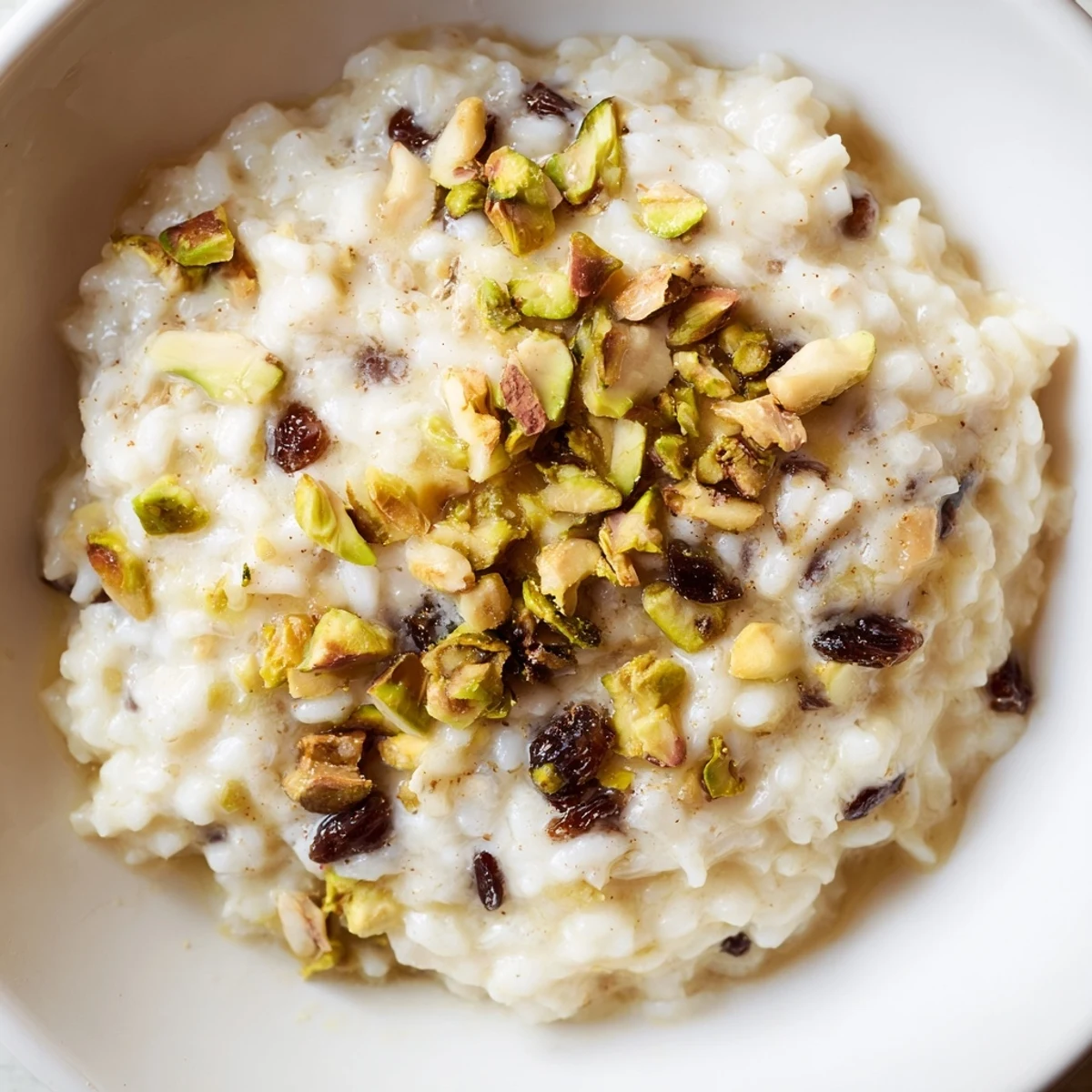 Steaming bowls of chai spiced rice pudding garnished with golden raisins for a comforting dessert.