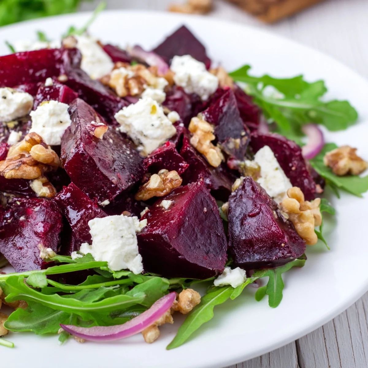 Roasted Beet Salad Arugula Feta