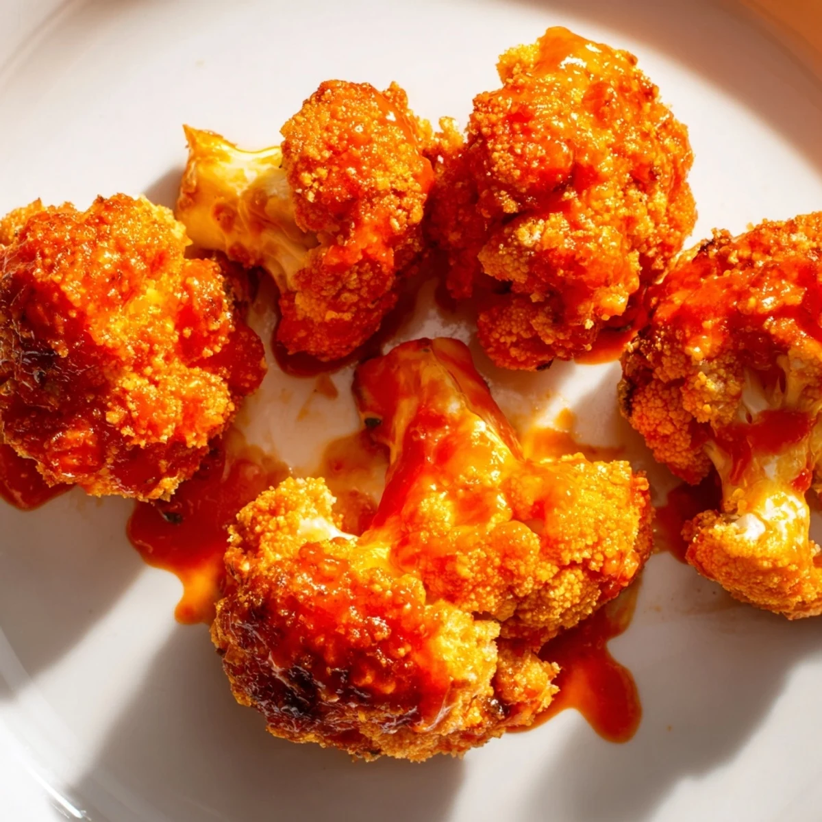 Crispy baked cauliflower florets coated in spicy Buffalo sauce, served with creamy ranch dip for a vegetarian game day snack.