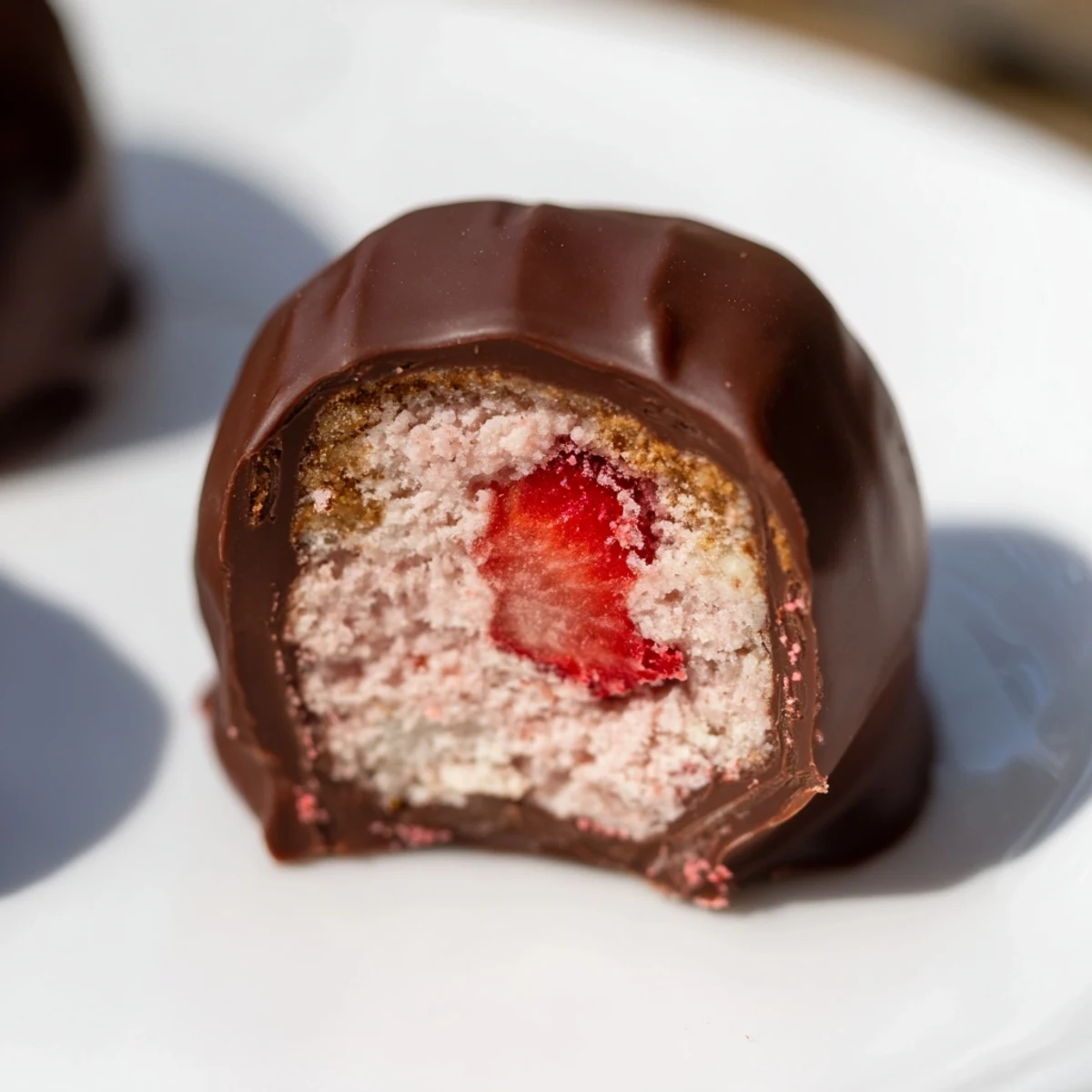 Perfect for holiday parties, these homemade chocolate covered strawberry cheesecake truffles are easy to make and visually stunning.