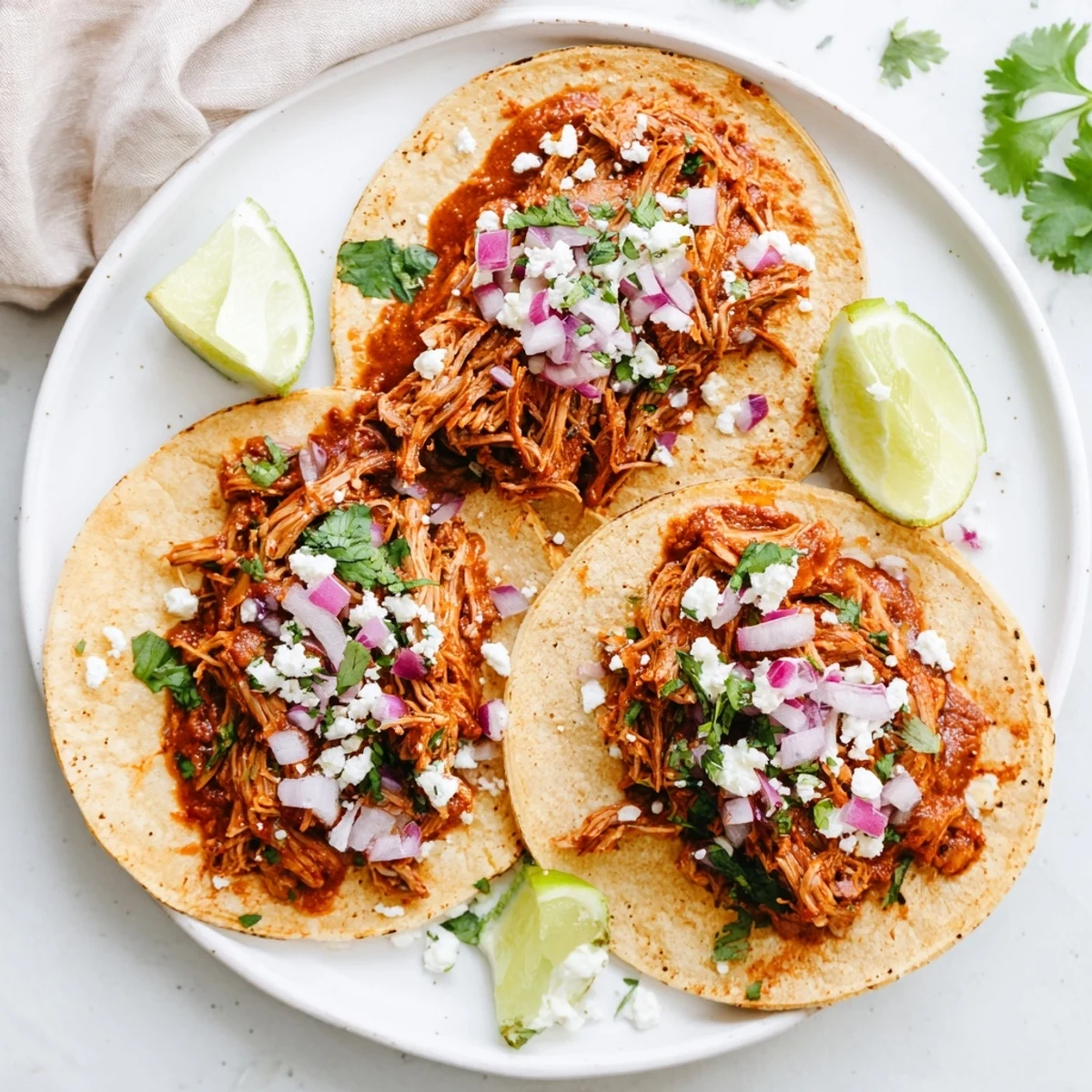 Tender, slow-cooked Slow Cooker Shredded Beef Tacos, overflowing with juicy meat and vibrant toppings.