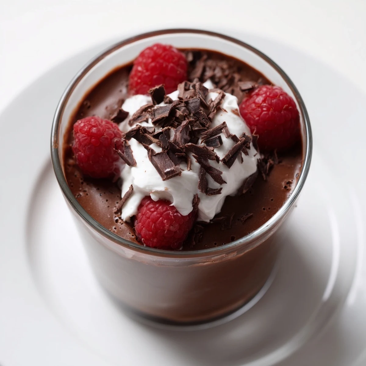 Decadent Valentine Chocolate Mousse garnished with strawberries and chocolate curls, ready for a romantic dessert.