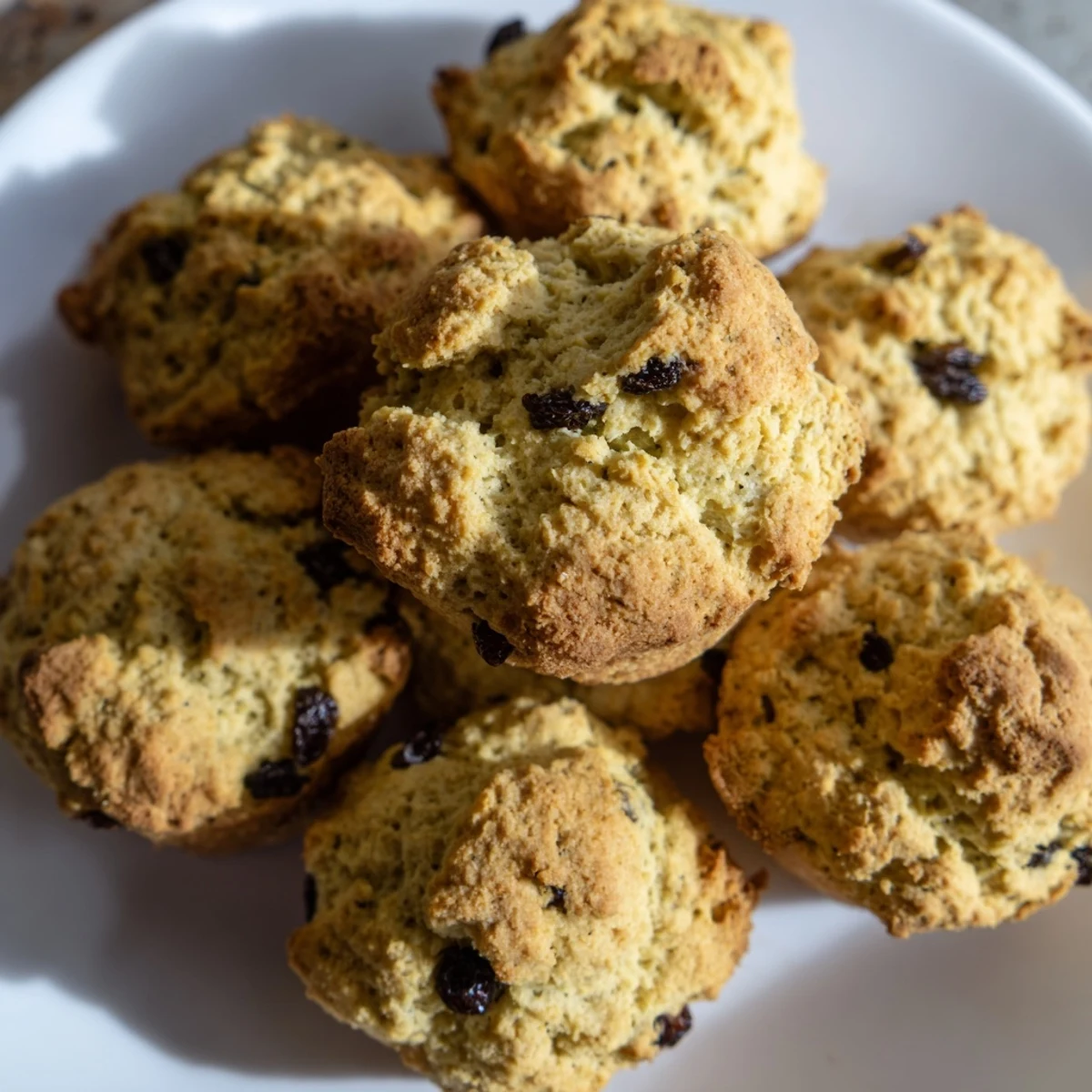 A close-up shot of freshly baked Mini Irish Soda Bread Muffins revealing the soft, moist interior texture.