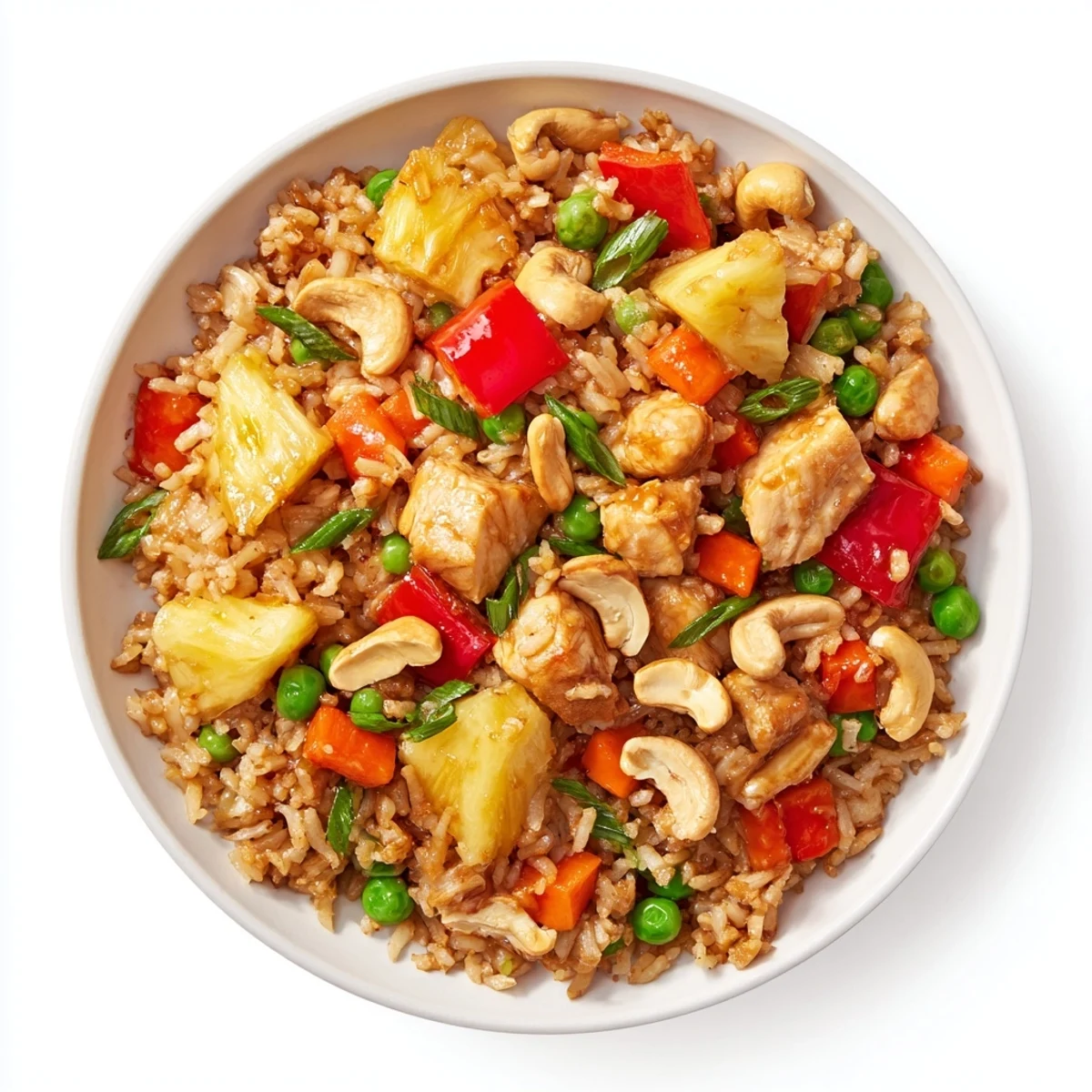 Serve this Thai-inspired Pineapple Chicken Fried Rice with Cashews alongside lime wedges for a fresh, zesty weeknight dinner.