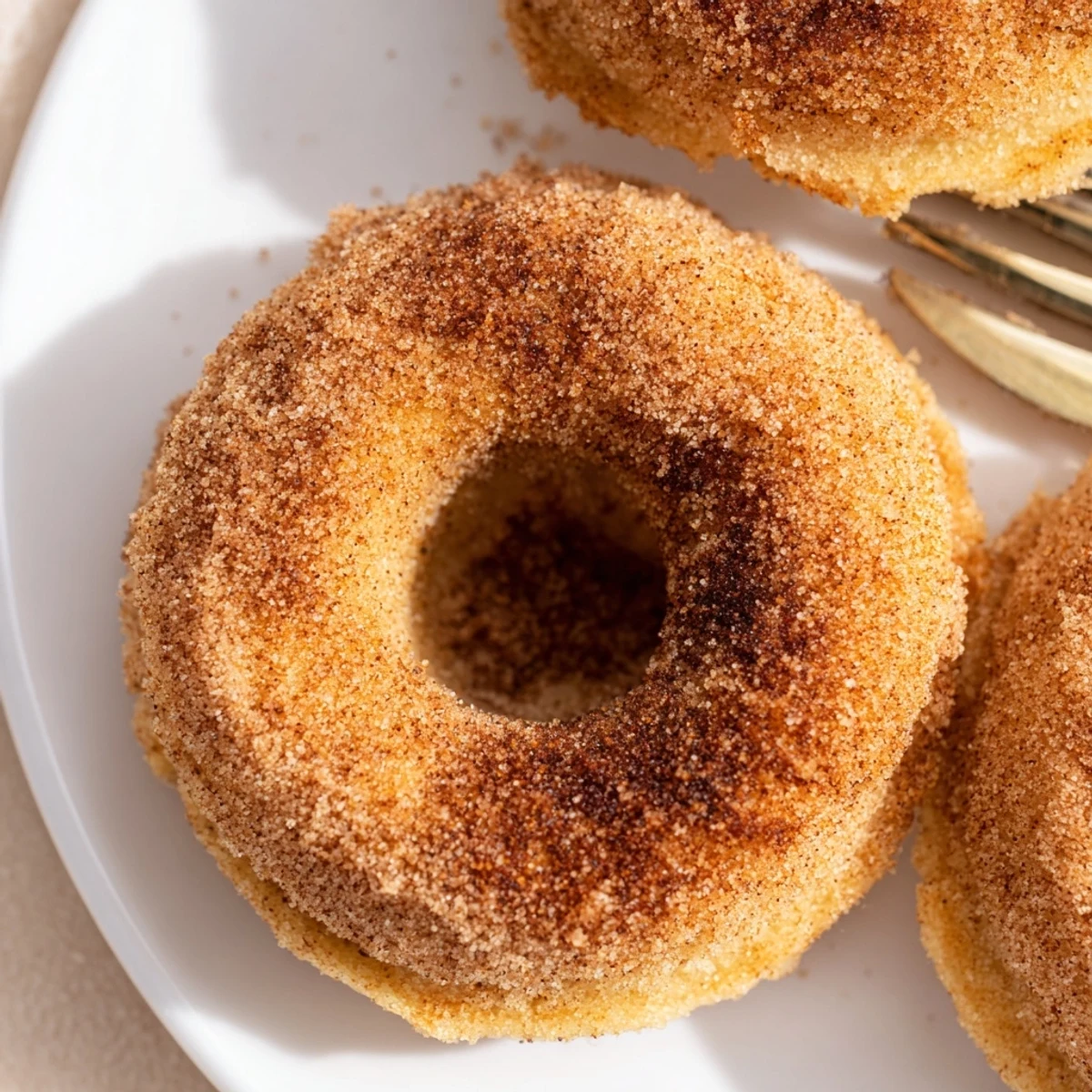 Warm Delicious Baked Cinnamon Sugar Donuts You Cant Resist brushed with butter and rolled in sparkling sugar for a sweet finish.