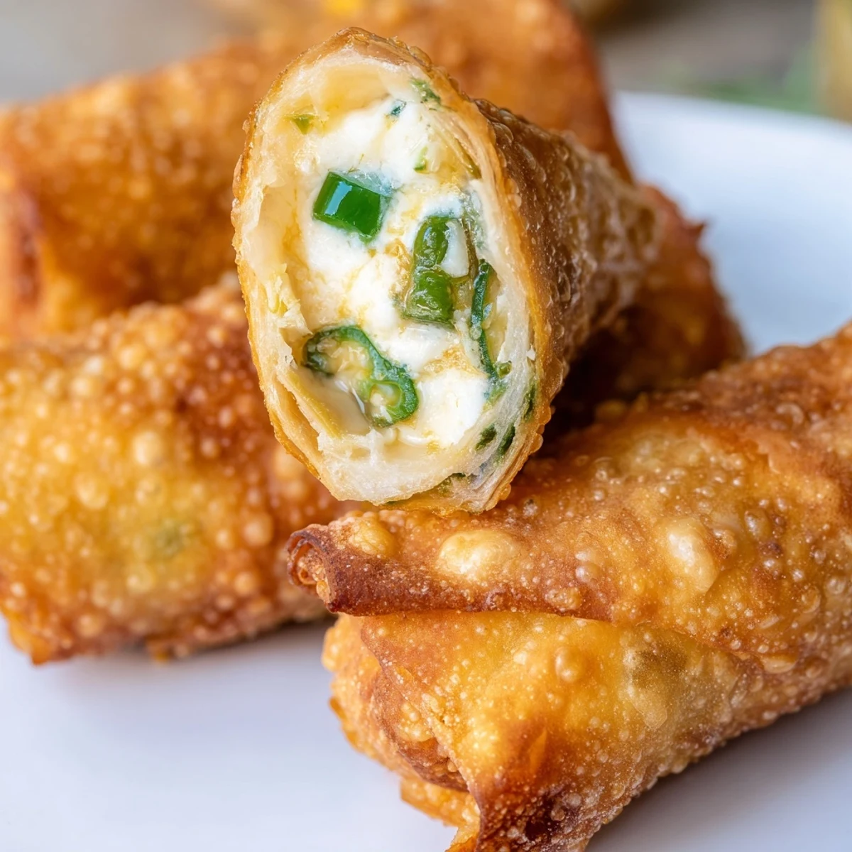 A batch of freshly fried Mini Jalapeño Popper Egg rolls cooling on paper towels, ready to serve at a party.