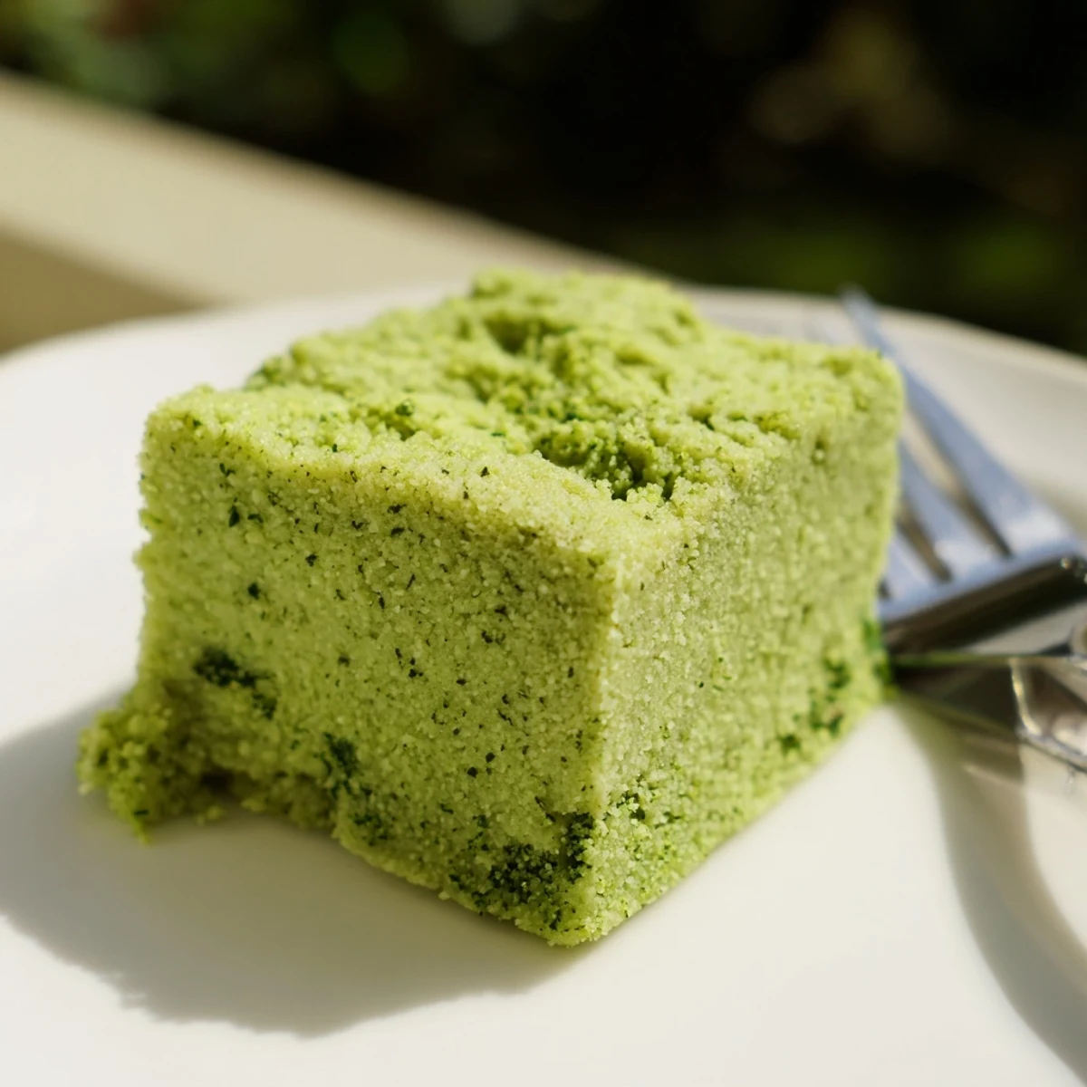 Vivid green 5-Ingredient Matcha Halva squares with creamy tahini texture and delicate crumbles.