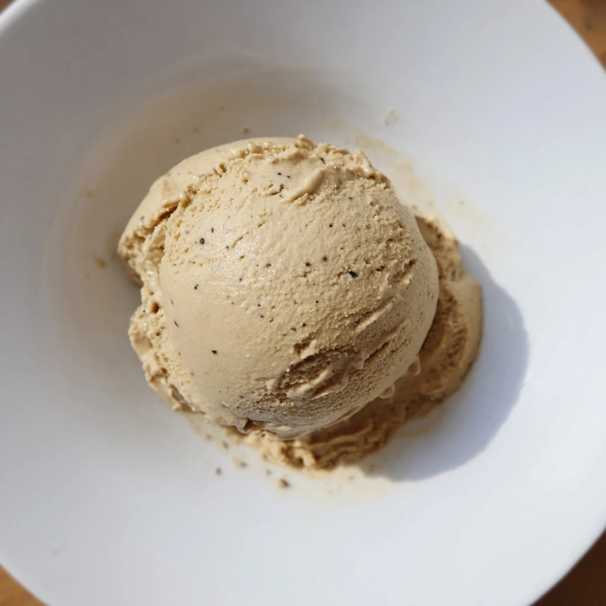 Hojicha Ice Cream churned to perfection, showing a smooth, nutty frozen custard texture.