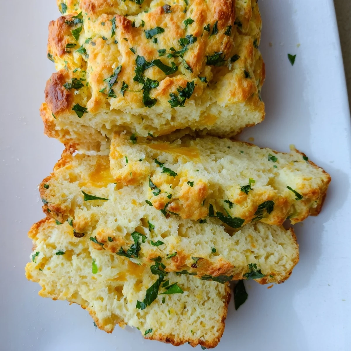 Freshly baked Red Lobsters Cheddar Bay Biscuit Loaf reveals a fluffy, cheesy interior, perfect for serving with soup or salad.
