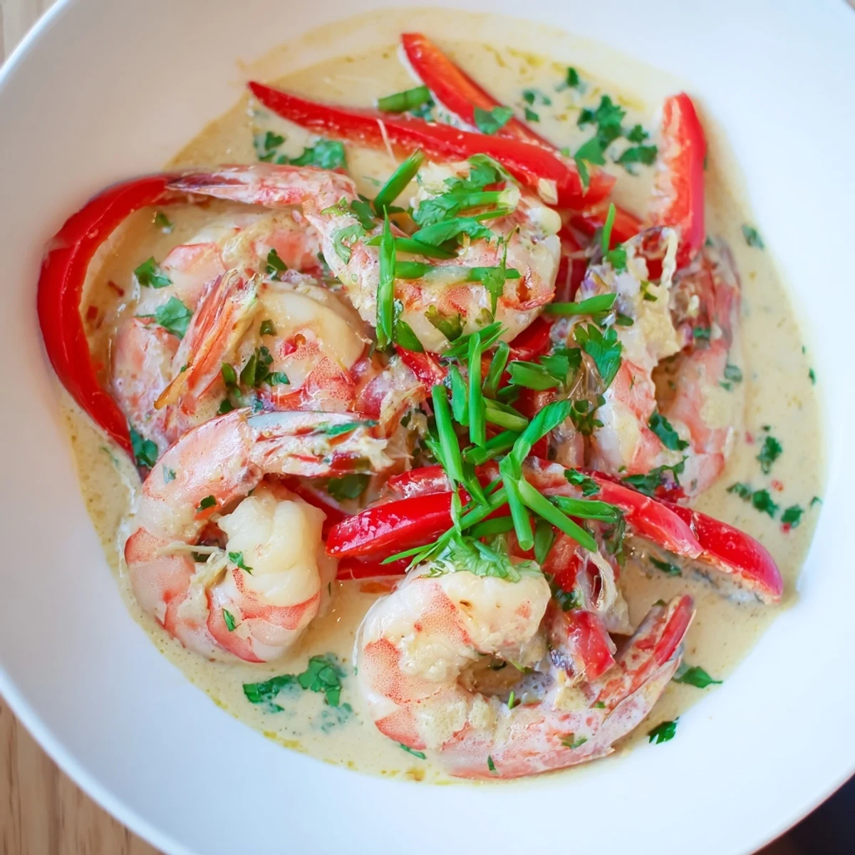 Steaming Creamy Coconut Shrimp Buffet Style over jasmine rice for a comforting family dinner.