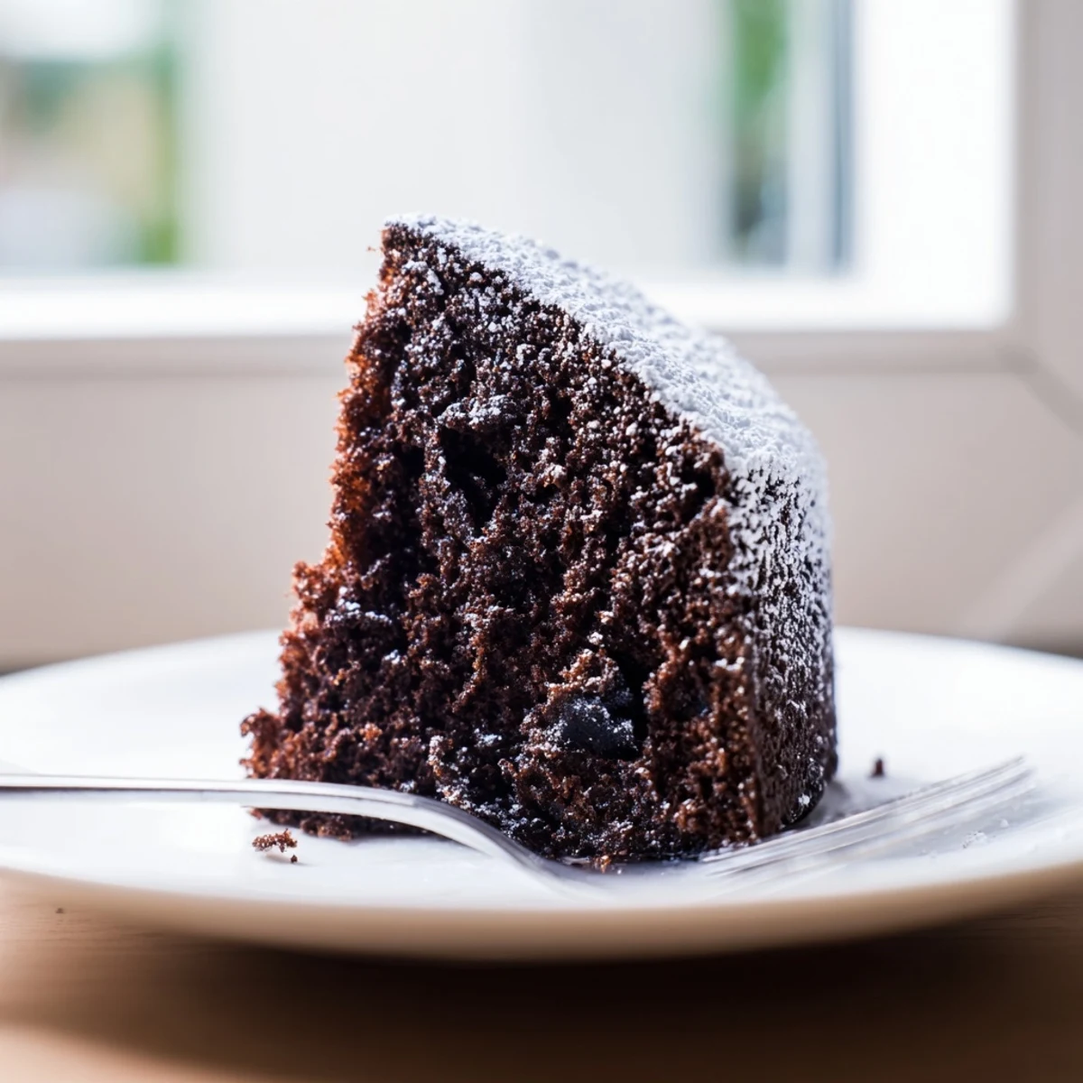 Rich dark chocolate stout cake baked in air fryer with whipped cream topping