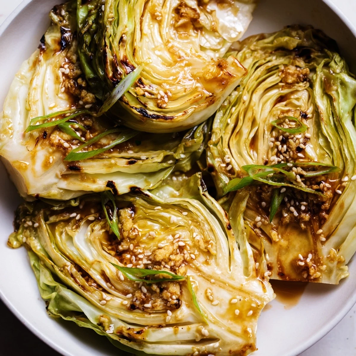 Tender caramelized cabbage wedges brushed with miso butter and roasted until golden brown and crispy