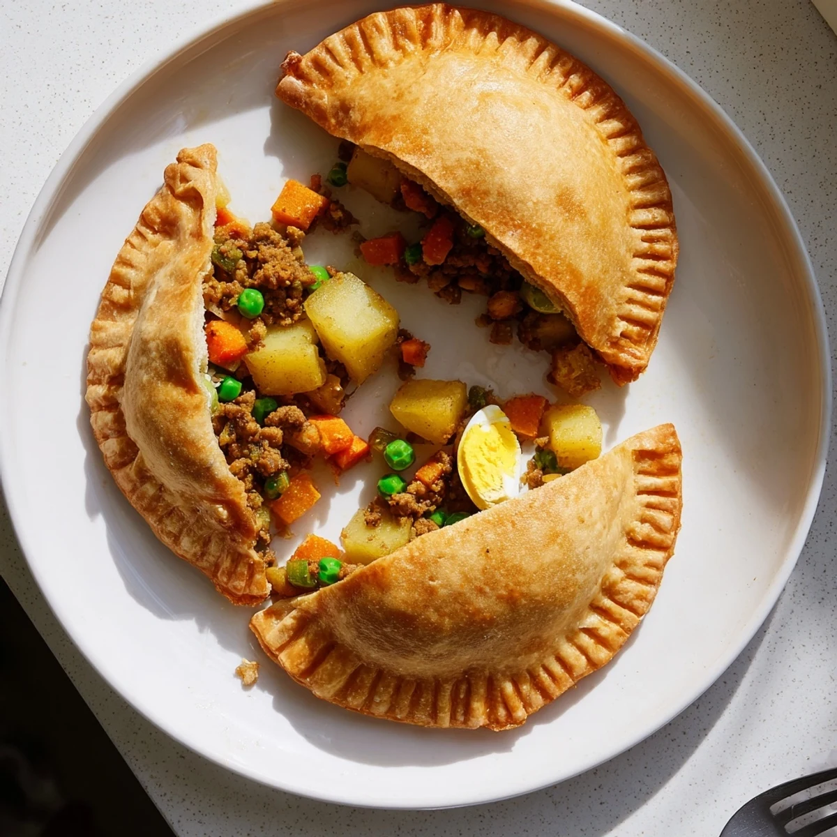 Crispy golden Filipino empanada stuffed pastry served warm with visible flaky texture layers