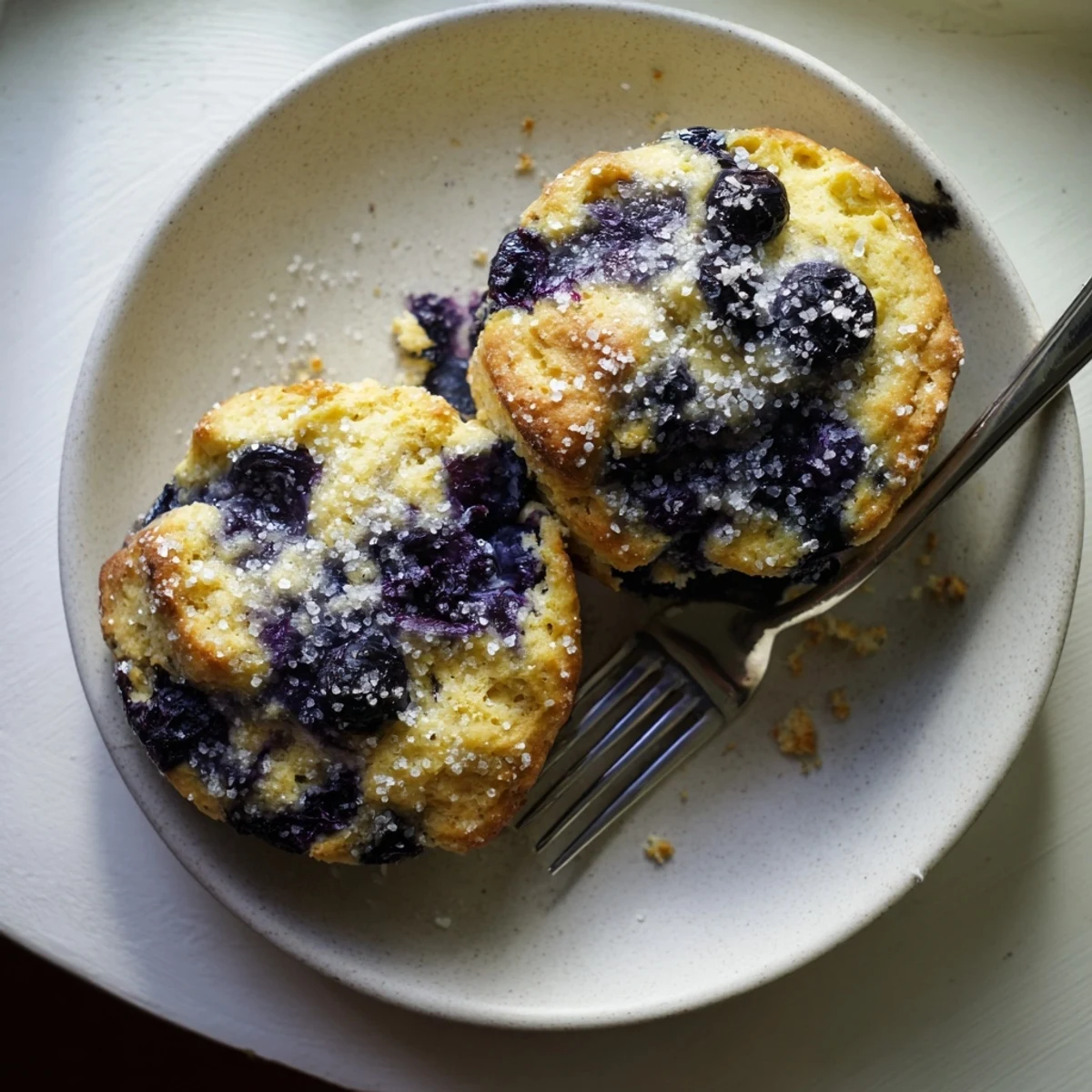 Warm homemade blueberry biscuits stacked on a wire cooling rack