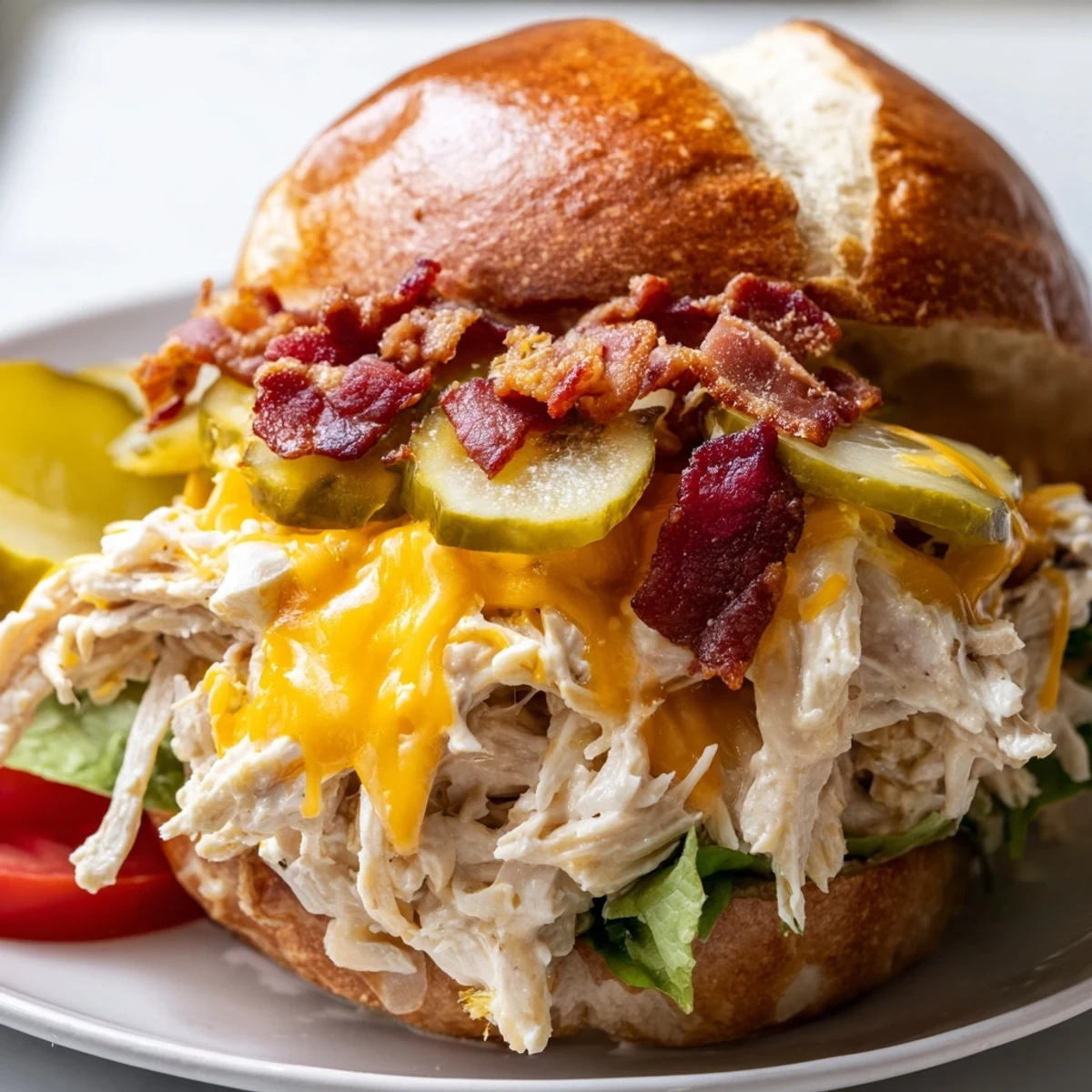 Baked Crack Chicken Sandwiches oozing creamy ranch filling, served on brioche