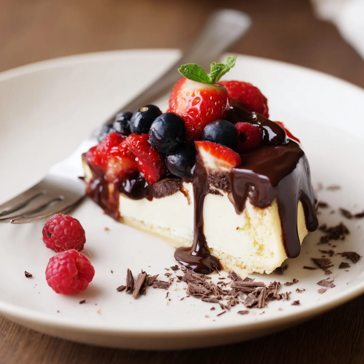 The Ultimate Dessert Recipe: layered chocolate, vanilla cream, and fresh berries.