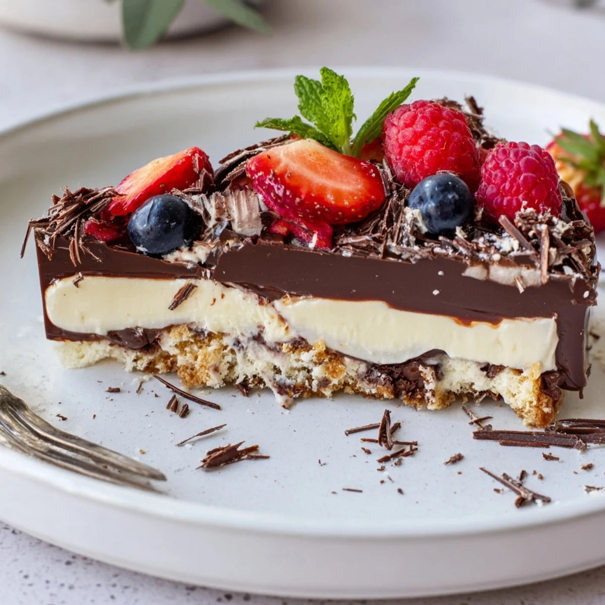 Chilled The Ultimate Dessert Recipe in springform pan, glossy ganache catching light.