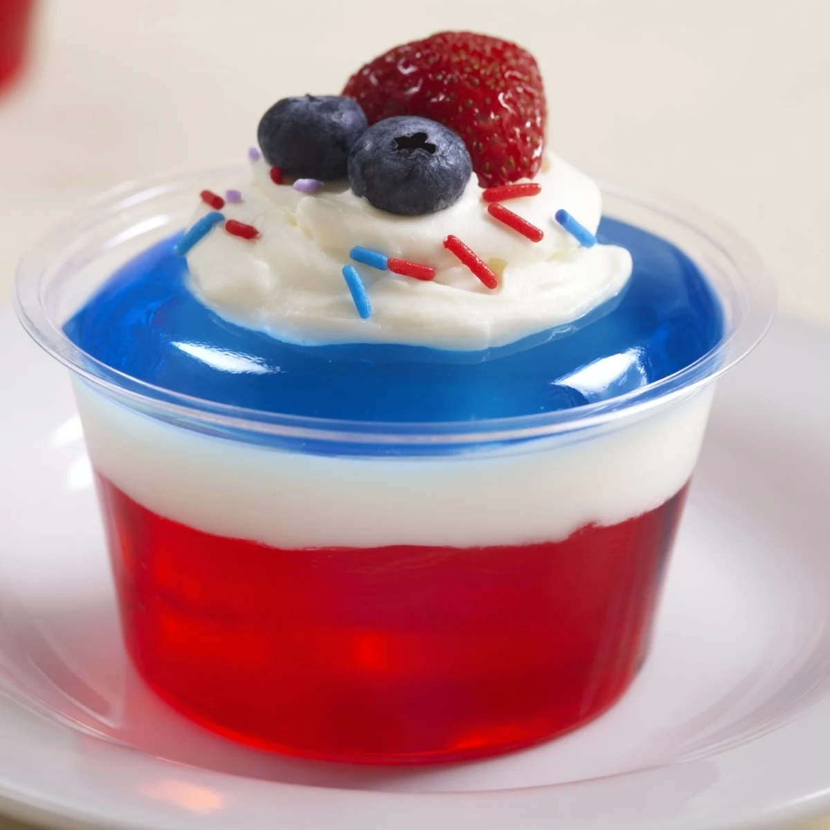 Red White And Blue Jello Cups perfect for Fourth of July summer parties.
