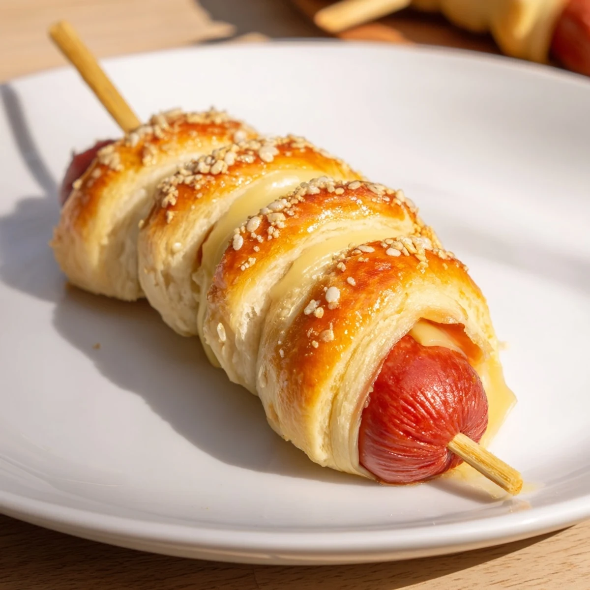 Firecracker Hot Dogs Recipe: golden crescent rolls, buttery aroma, served warm.