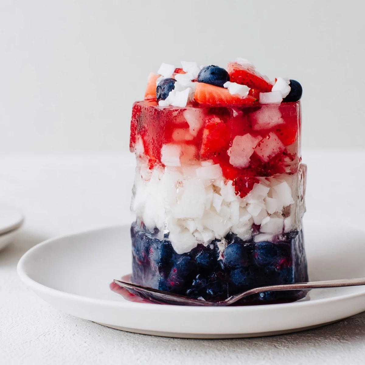 Clear tray holds colorful icy fruit cubes, Red White And Blue Ice Cubes Recipe