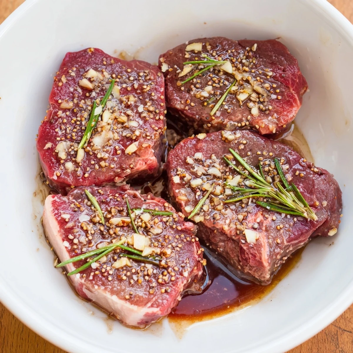 Homemade Steak Marinade in a bowl, tangy balsamic-lemon scent, whisked