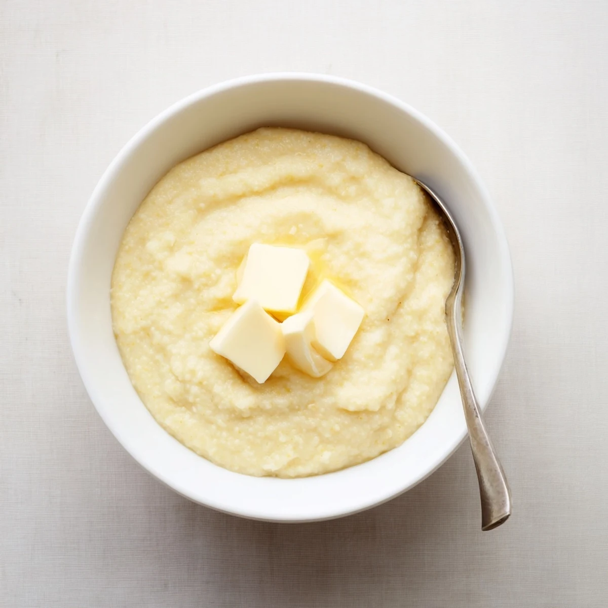 Creamy maize porridge bowl topped with honey and nuts for a warm comforting breakfast