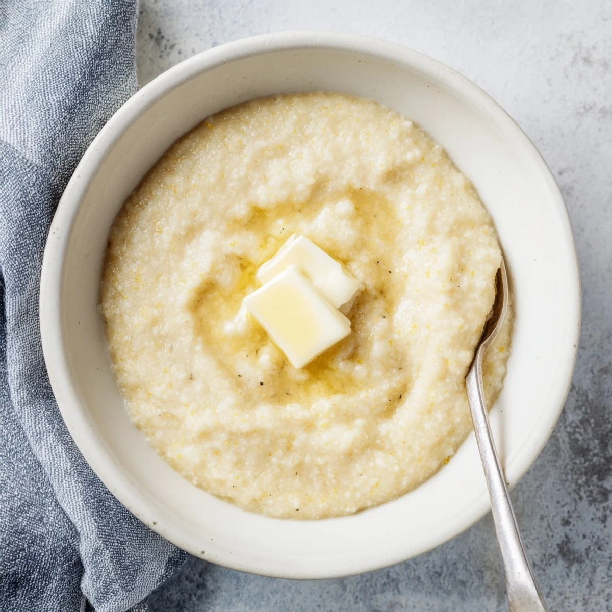 Steaming hot maize porridge styled with butter and dried fruits on a rustic spoon
