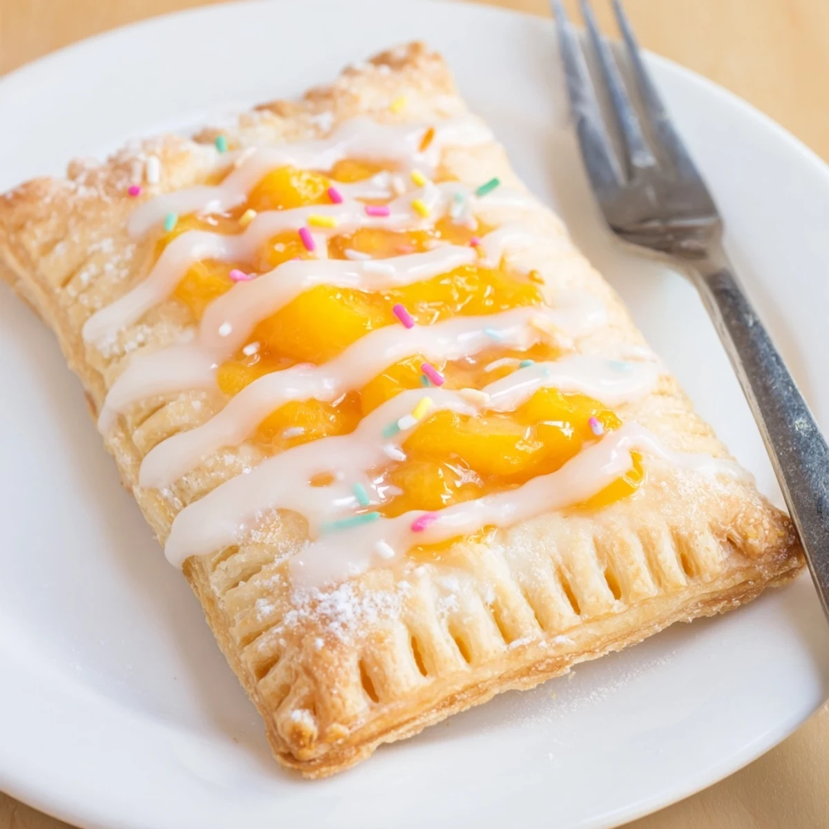 Peach Pop Tarts Classic with golden flaky crust and glossy vanilla glaze