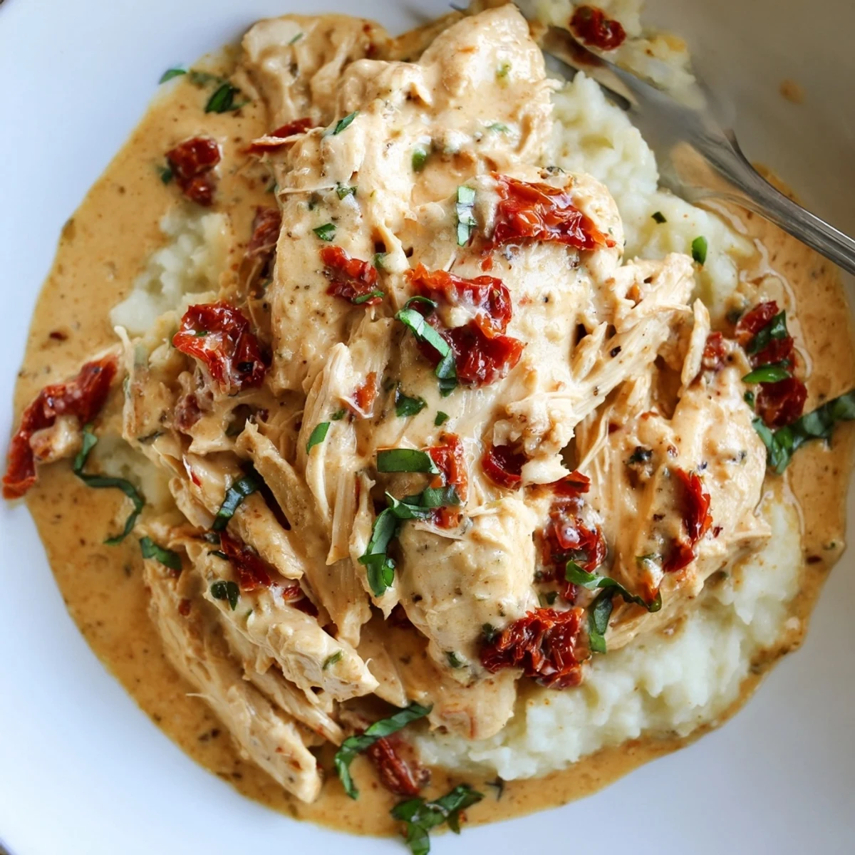 Dump And Go Crockpot Marry Me Chicken in creamy sun-dried tomato Parmesan sauce