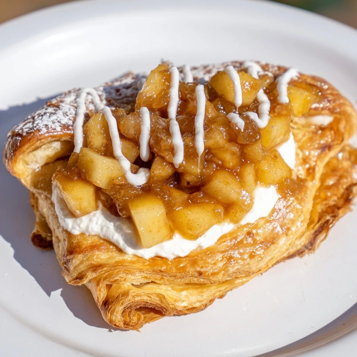 Golden Apple Cheese Danishes with spiced apple filling on a flaky puff pastry