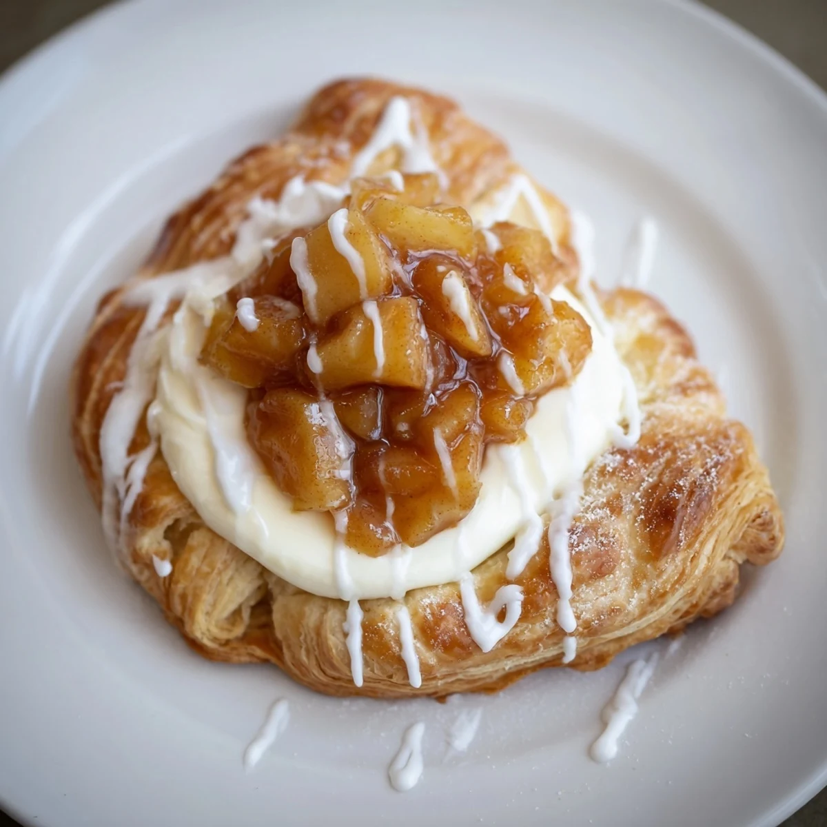 Warm Apple Cheese Danishes topped with cinnamon apples and creamy sweet cheese